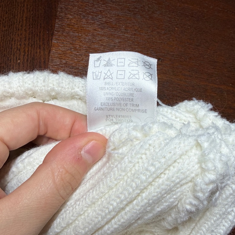 Women's Cream Knit Beanie - Picture 4 of 5